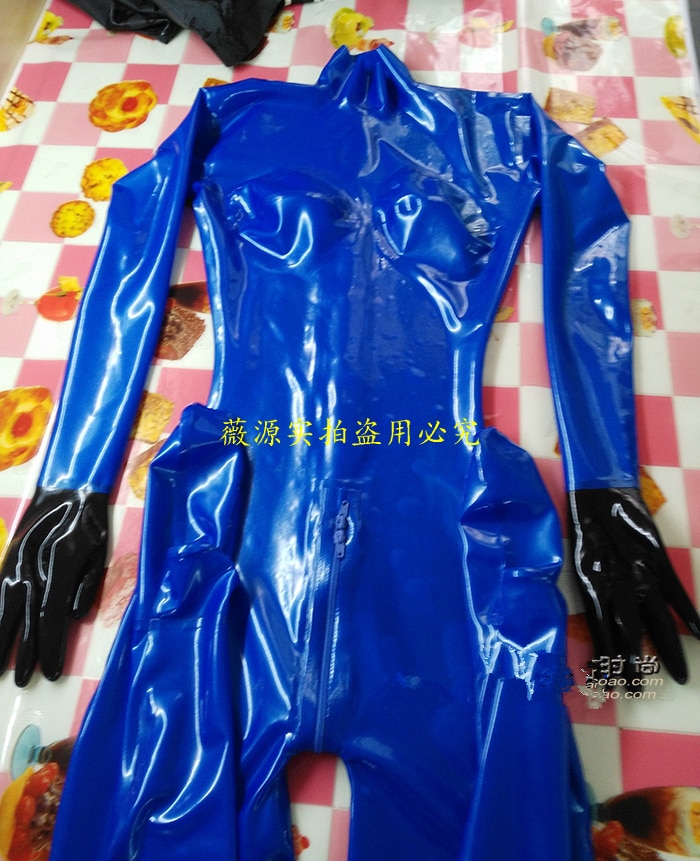 Metallic-Blue-Latex-Catsuit-Women-Rubber-Bodysuits-3d-Breast-with-Back-Crotch-Zippe-5