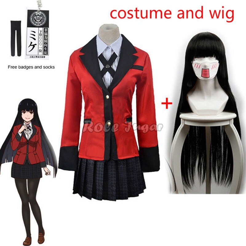 Heiße Kühle Cosplay Kostüme Anime Yumeko Jabami Japanischen Schule Mädchen Einheitliche Vollen Satz Jacke Hemd Rock Strümpfe krawatte – Bild 2