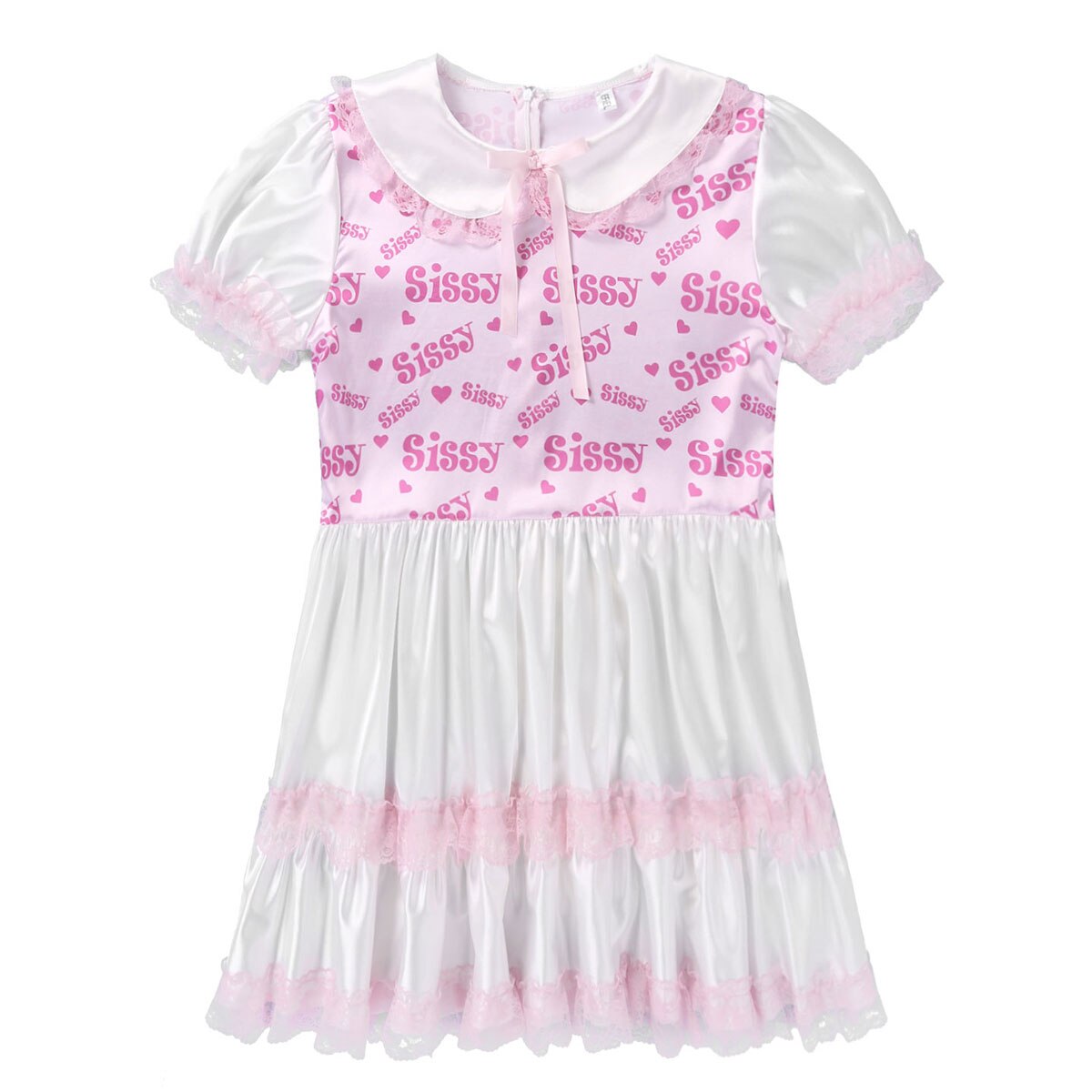 Herren Dessous Sissy Crossdressing Kleid Satin Puppe Kragen Gedruckt Mieder Spitze Rüschen Kleid Erwachsene Baby Kreuz Kommode Sex Kostüm – Bild 3
