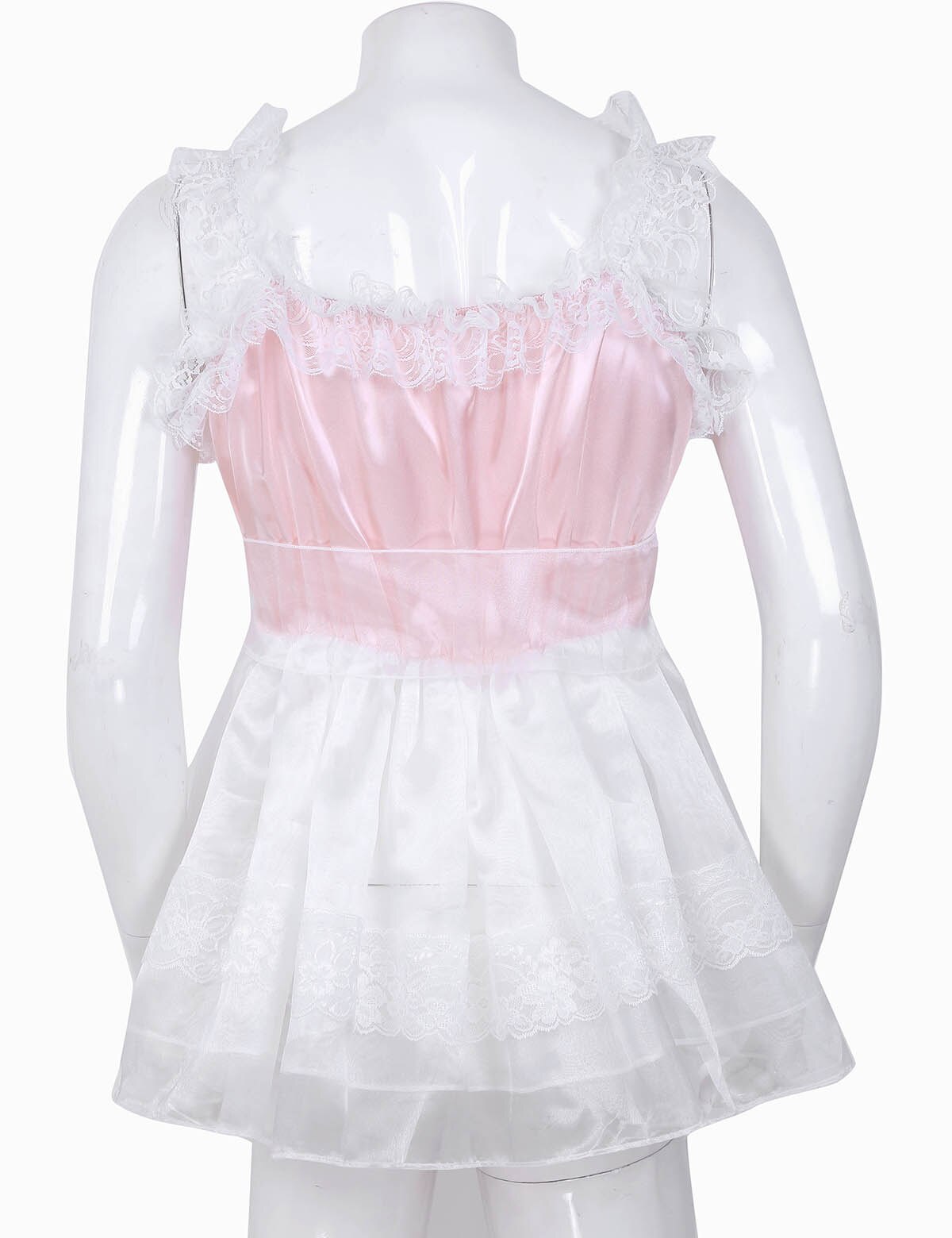 Herren Sissy Dessous Sissy Kleid für Männer Rüschen Gekräuselten Spitze Satin Crossdress mit Schärpe Nachtwäsche Homosexuell Unterwäsche Männlichen Clubwear – Bild 4