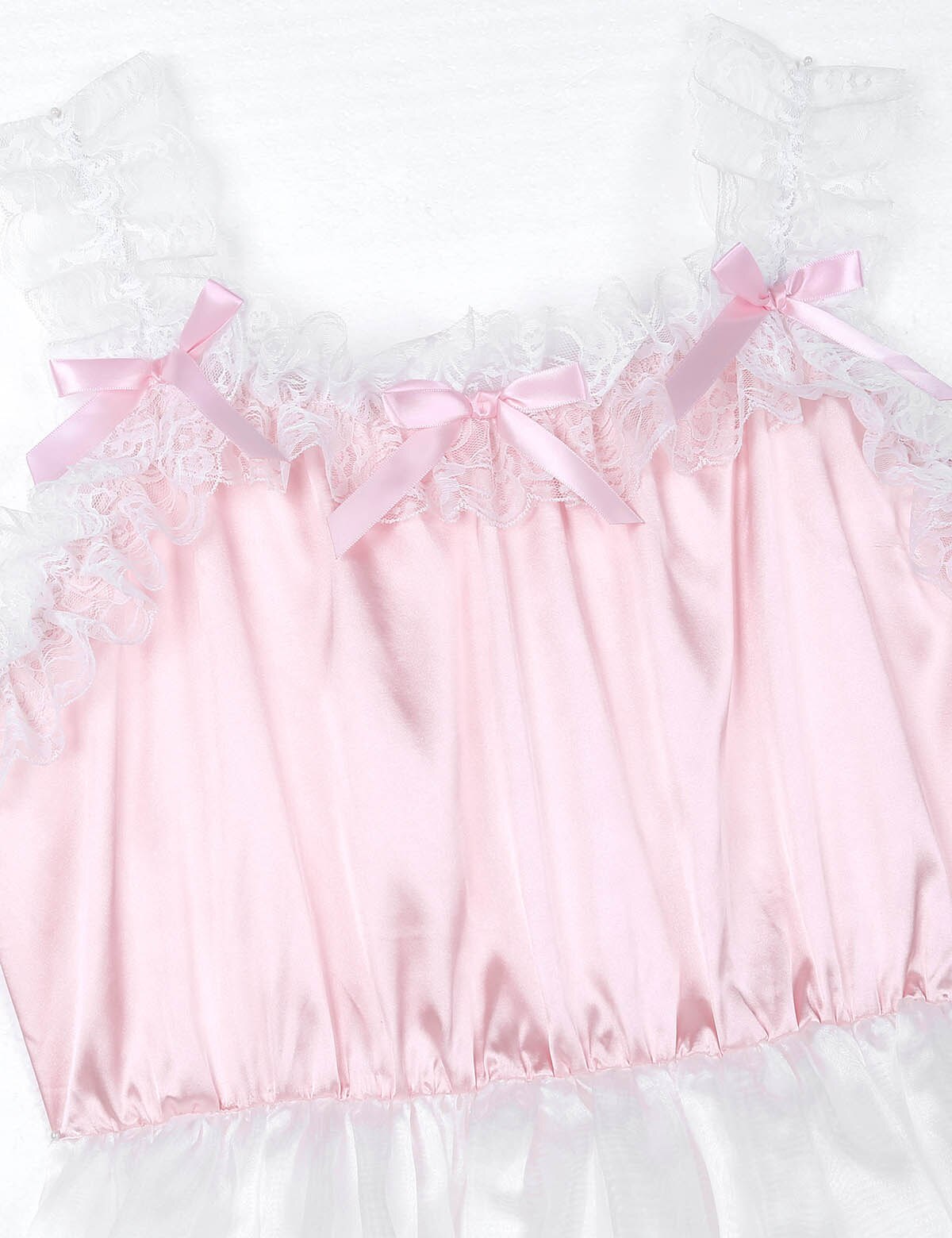 Herren Sissy Dessous Sissy Kleid für Männer Rüschen Gekräuselten Spitze Satin Crossdress mit Schärpe Nachtwäsche Homosexuell Unterwäsche Männlichen Clubwear – Bild 6