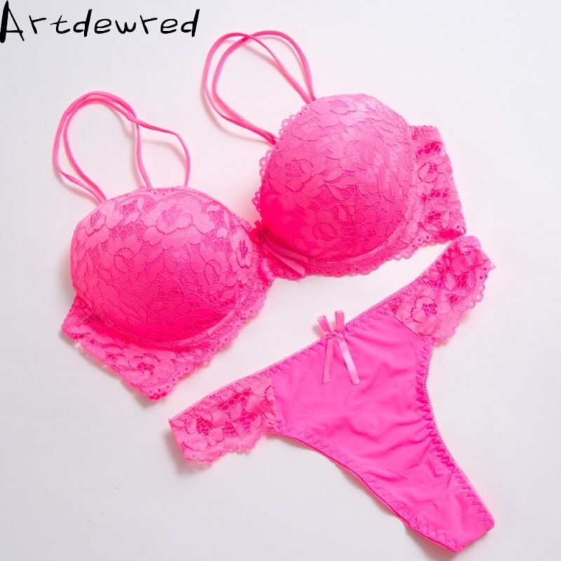 Hohe qualität Tiefen V Sexy Plus größe Push-up Bh set Blumenstickerei spitze Frauen Unterwäsche set Bh und Höschen 34 36 38 40 42 BCD – Bild 4