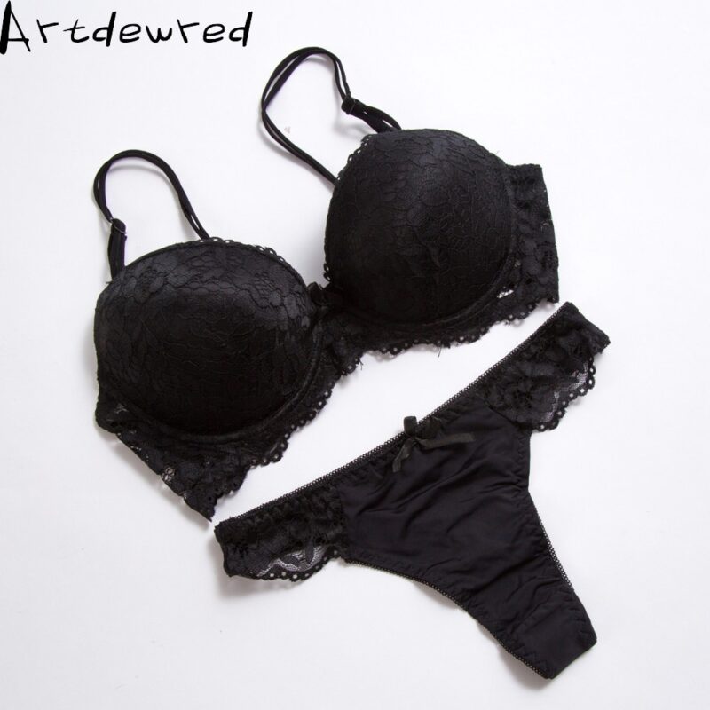 Hohe qualität Tiefen V Sexy Plus größe Push-up Bh set Blumenstickerei spitze Frauen Unterwäsche set Bh und Höschen 34 36 38 40 42 BCD – Bild 5