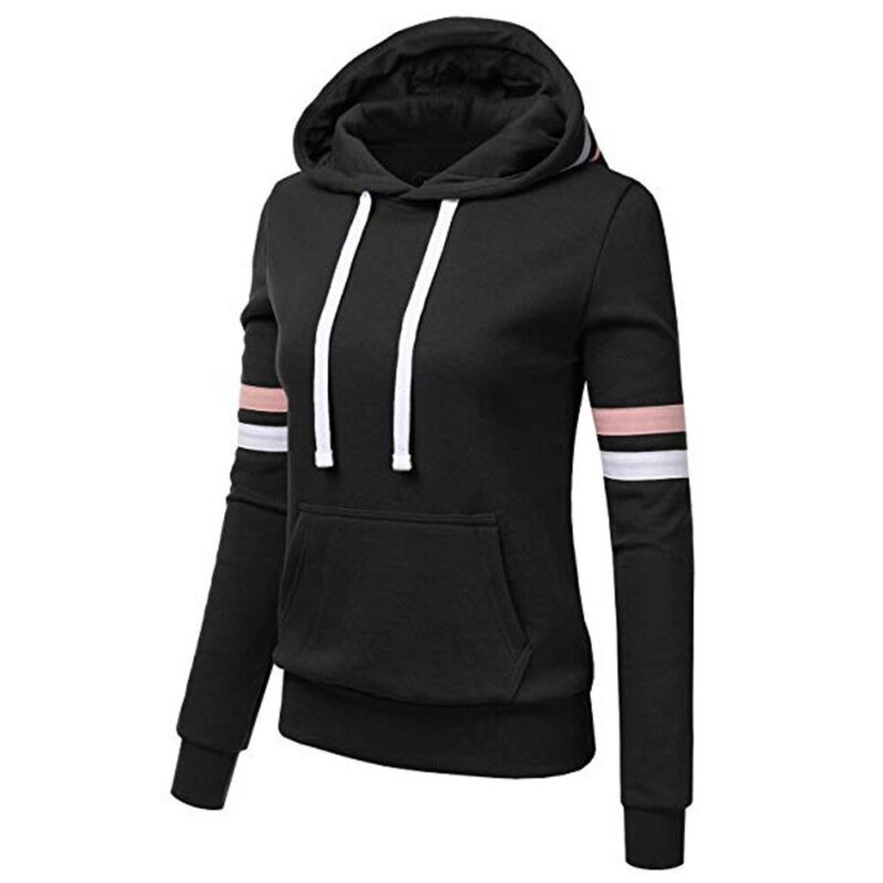 Hoodie Sweatshirts Damen frauen Hoodies Frauen Streifen Langarm Kleidung Mit Kapuze Tasche Pullover Tops Shirt Sudadera Mujer – Bild 3