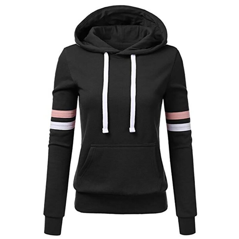 Hoodie Sweatshirts Damen frauen Hoodies Frauen Streifen Langarm Kleidung Mit Kapuze Tasche Pullover Tops Shirt Sudadera Mujer