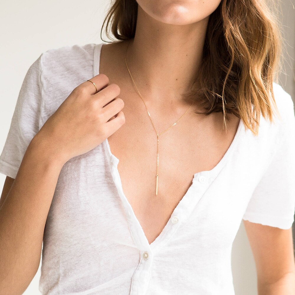 JUJIE Edelstahl Halsreif Kette Halsketten Für Frauen 2020 Klassische Gold Layered Halskette Sets Schmuck Großhandel/Dropshipping – Bild 3