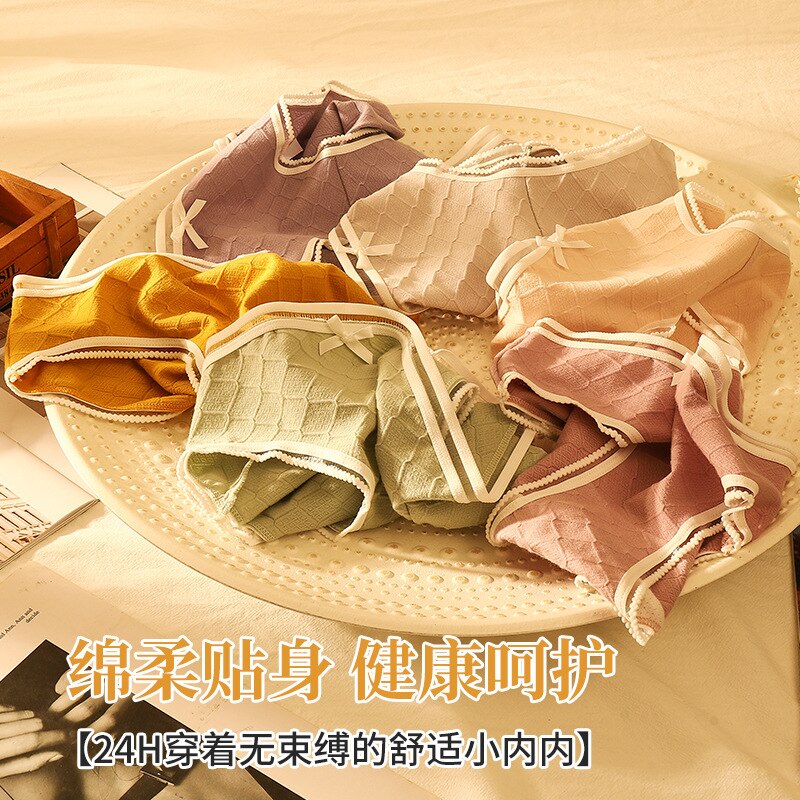 Japanische Baumwolle Unterwäsche Damen Einfache Farbe Passenden Mid-taille Atmungsaktive Gabelung Mädchen Briefs Baumwolle Unterwäsche Frauen – Bild 3