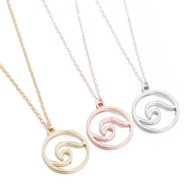Jisensp Bohemian Welle Anhänger Halskette Edelstahl Schmuck Halskette für Frauen Strand Surfer Charme Kragen Bijoux Femme – Bild 3