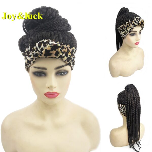 Joy & luck Box Zöpfe Synthetische Stirnband Perücken Perücke Wrap Turban Verbunden Kopf Wrap Perücke für Afrikanische Frauen