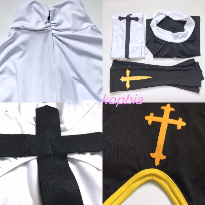 Jungfrau Maria Sexy Nonne Kostüm Erwachsene Frauen Cosplay Kleid Mit Schwarz Haube Für Halloween Schwester Cosplay Partei Kostüm Nonne Outfits – Bild 5