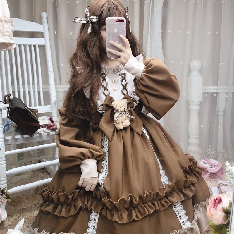 Kawaii Lolita Stil Kleid Frauen Spitze Maid Kostüm Kleid Nette Japanischen Kostüm Süße Gothic Party Robe Renaissance Vestidos 2021 – Bild 3