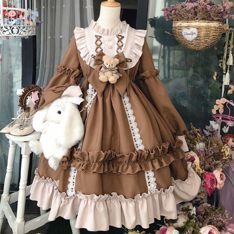 Kawaii Lolita Stil Kleid Frauen Spitze Maid Kostüm Kleid Nette Japanischen Kostüm Süße Gothic Party Robe Renaissance Vestidos 2021 – Bild 4