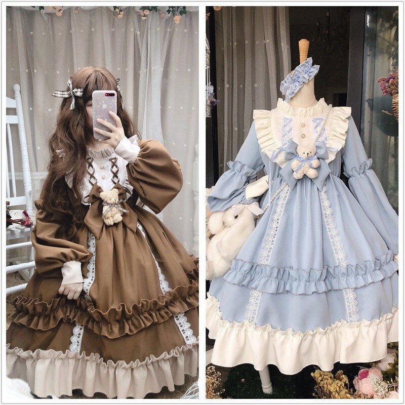 Kawaii Lolita Stil Kleid Frauen Spitze Maid Kostüm Kleid Nette Japanischen Kostüm Süße Gothic Party Robe Renaissance Vestidos 2021 – Bild 5