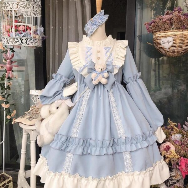 Kawaii Lolita Stil Kleid Frauen Spitze Maid Kostüm Kleid Nette Japanischen Kostüm Süße Gothic Party Robe Renaissance Vestidos 2021