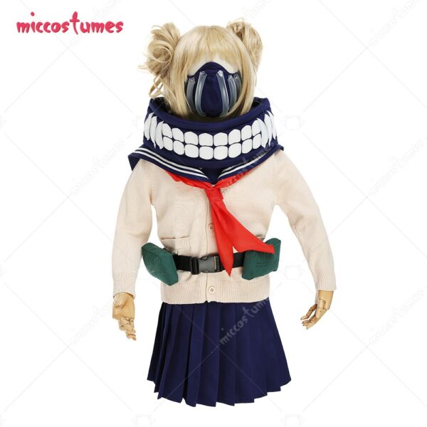 Kinder Mädchen Mein Hero Wissenschaft Himiko Toga Cosplay Kostüm Kind JK Schuluniform Pullover mit Krawatte und Gesicht Abdeckung