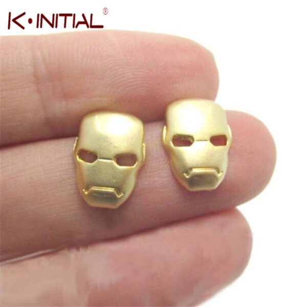 Kinitial 1 Paar Mode IRON MAN MASKE GEFORMT OHRRINGE SUPER HEROES THEMEN SCHMUCK für Frauen Ohr Piercing Bijoux