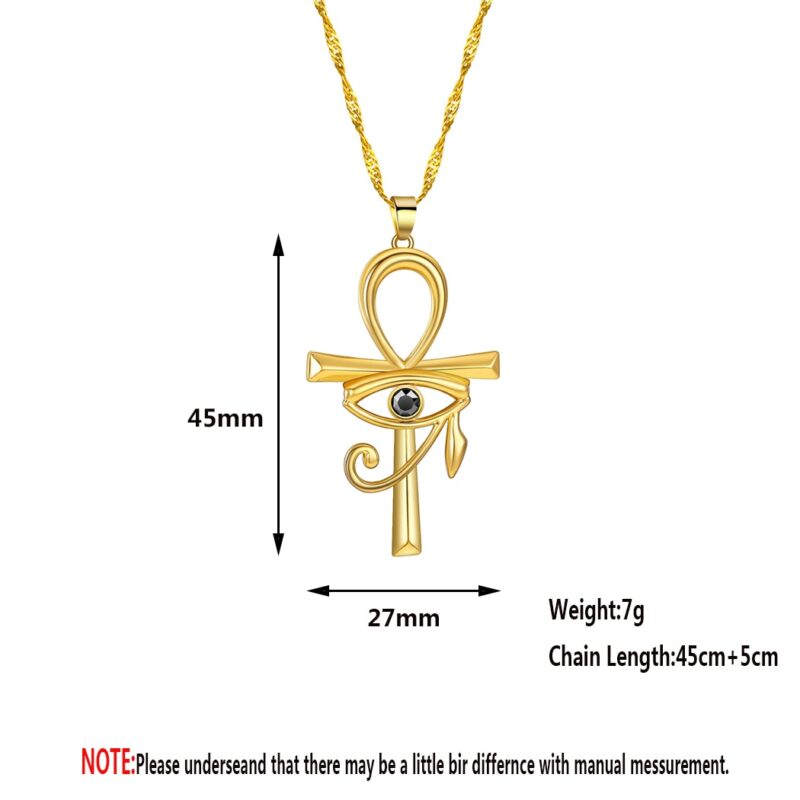 Kinitial Neue CZ Auge von Horus Ägypten Schutz Charme Anhänger Ankh Kreuz Religiöse Halskette für Frauen Choker Halsketten Schmuck – Bild 5