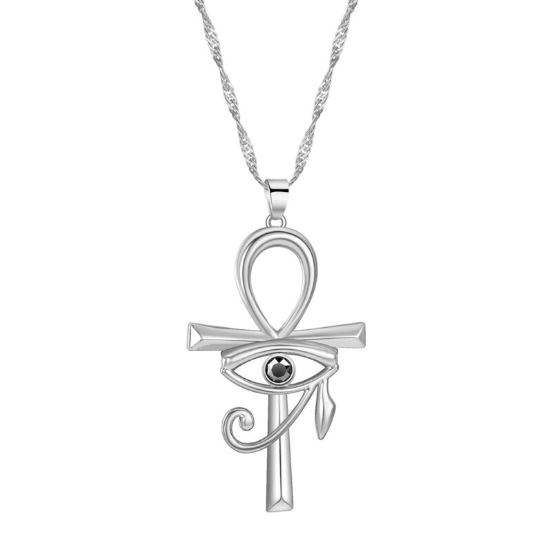Kinitial Neue CZ Auge von Horus Ägypten Schutz Charme Anhänger Ankh Kreuz Religiöse Halskette für Frauen Choker Halsketten Schmuck – Bild 6