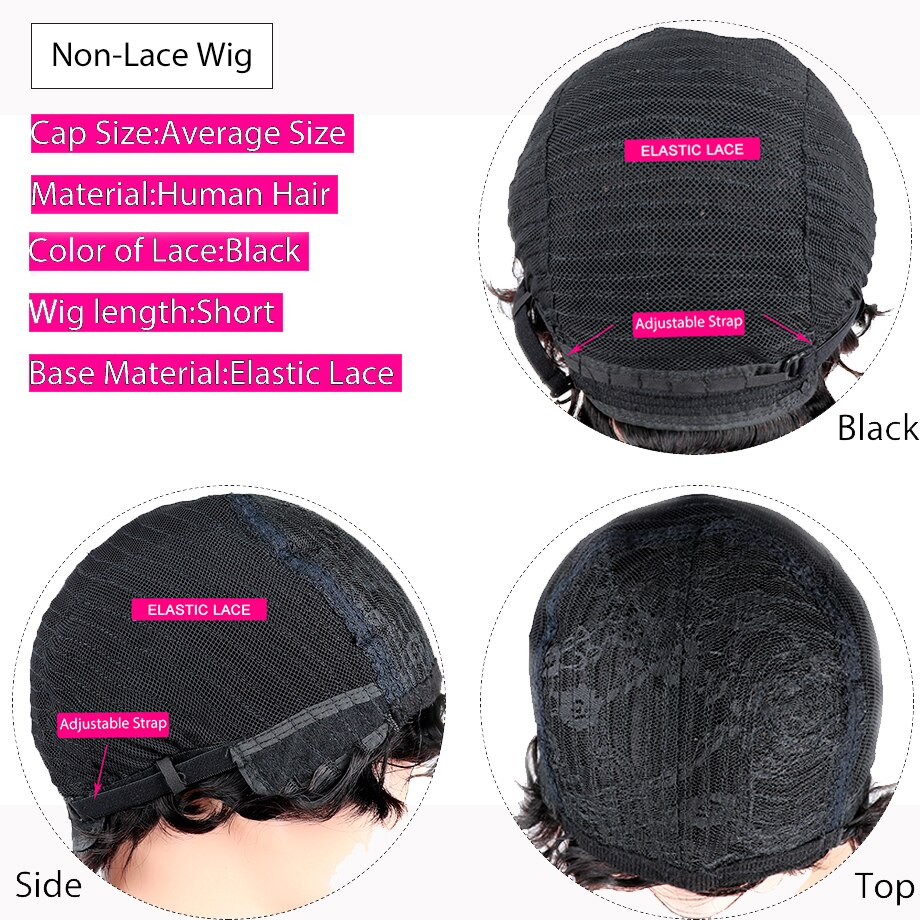 Kurze Pixie Cut Perücken Gerade Bob Menschliches Haar Perücke Volle Maschine Made Menschliches Haar Perücken Für Schwarze Frauen Keine Spitze günstige Haar Bob Perücke – Bild 4