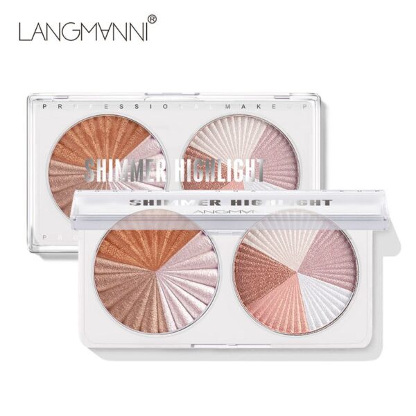 Langmanni Doppel disc gemischte farbe kristall Highlighter Gesichts Bronzer Pulver Palette Professional Illuminator Gesicht Make-Up