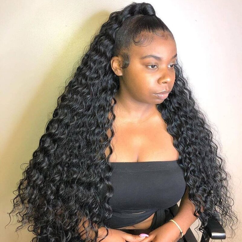 Lockiges Menschliches Haar Perücke 13x4 Wasser Welle Spitze Vorne Perücken Für Schwarze Frauen Brazilian Short Bob Pre Gezupft 28 30 zoll Spitze Frontal Perücke – Bild 2