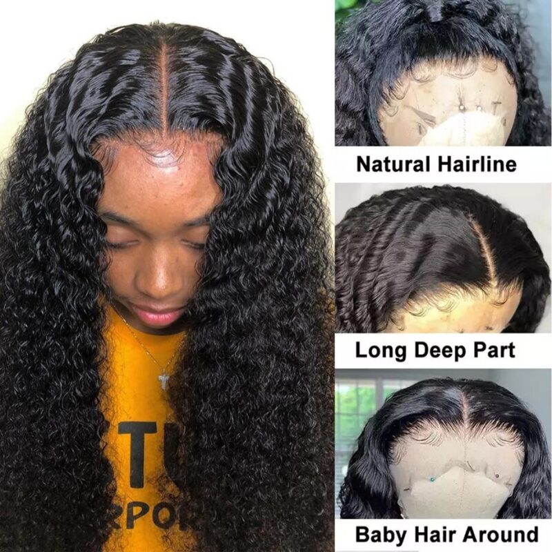 Lockiges Menschliches Haar Perücke 13x4 Wasser Welle Spitze Vorne Perücken Für Schwarze Frauen Brazilian Short Bob Pre Gezupft 28 30 zoll Spitze Frontal Perücke – Bild 3