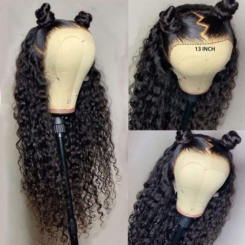 Lockiges Menschliches Haar Perücke 13x4 Wasser Welle Spitze Vorne Perücken Für Schwarze Frauen Brazilian Short Bob Pre Gezupft 28 30 zoll Spitze Frontal Perücke – Bild 4