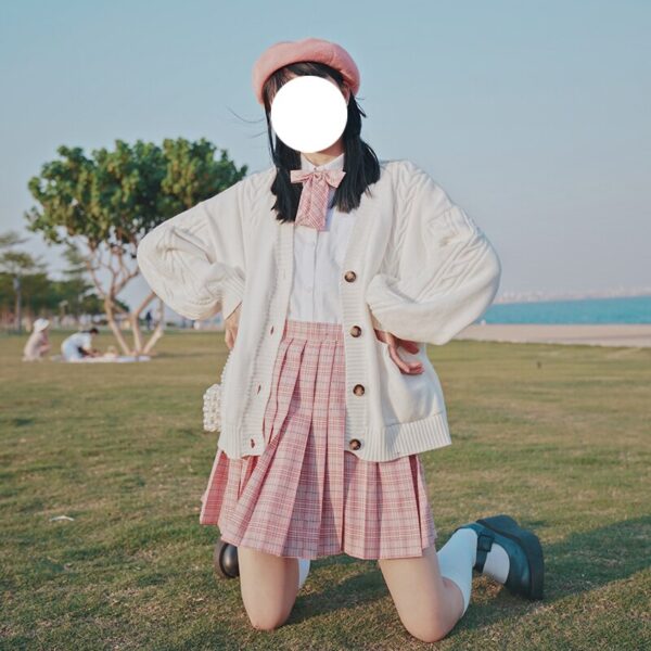 [Lotus Rosa] Mädchen der Sommer Hohe Taille Gefaltete Röcke Plaid Röcke Frauen JK Uniformen Mädchen Schule Kleid Student tücher