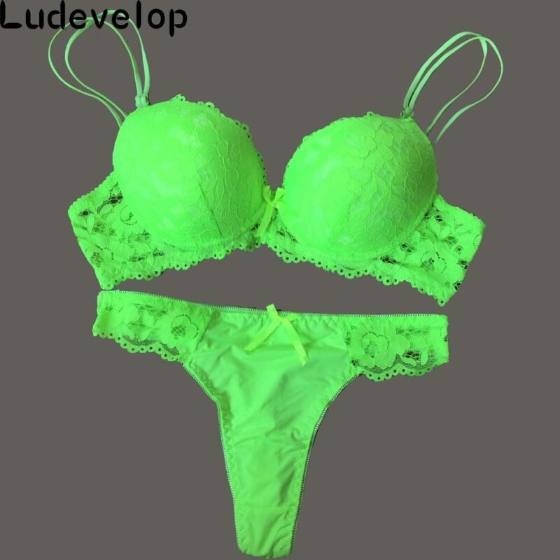 Ludevelop Sexy Tanga Spitze Push-Up Bh Set Dessous Frauen Unterwäsche Setzt Vertrauten Stickerei Floral Schwarz Weiß Bh Kurze Sätze