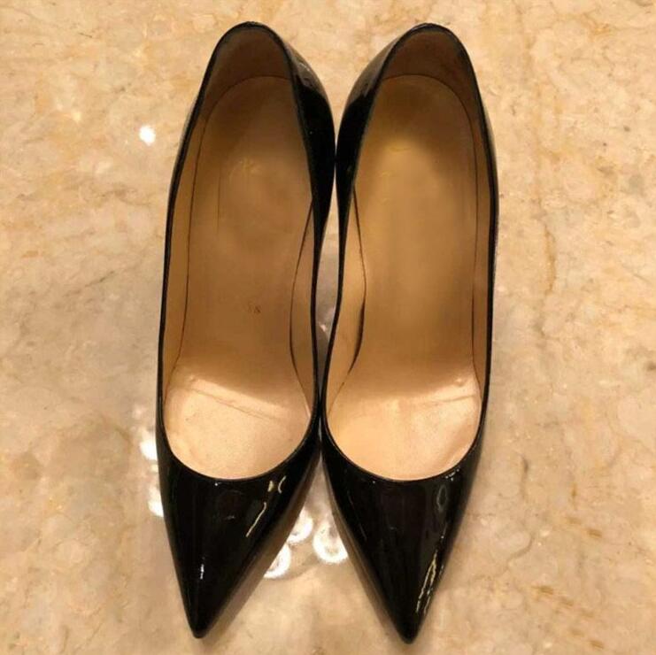 Luxus Marke Frauen Schuhe Roten High Heels Sexy Schuhe Für Hochzeit Super Hohe (8cm-up) echtes Leder Spitz Schwarz Schuhe 44 – Bild 3
