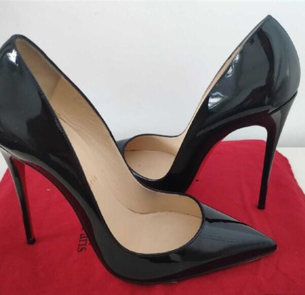 Luxus Marke Frauen Schuhe Roten High Heels Sexy Schuhe Für Hochzeit Super Hohe (8cm-up) echtes Leder Spitz Schwarz Schuhe 44