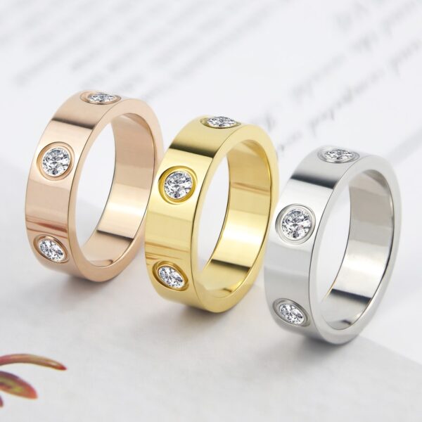 Luxus Shiny Rotierenden Kreis Kristall Ring Edelstahl Rose Gold Liebe Ring für Frauen Engagement geschenk Marken Ring