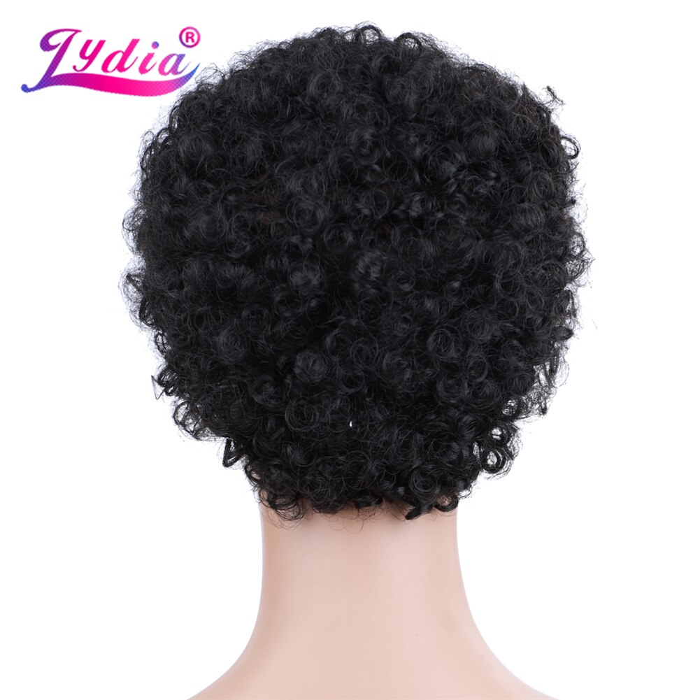 Lydia Synthetische Perücken Für Frauen Kurze 4 Inch Curl 100% Kanekalon Hitze Beständig Faser Natürliche Schwarz Täglichen & Party Perücke – Bild 2