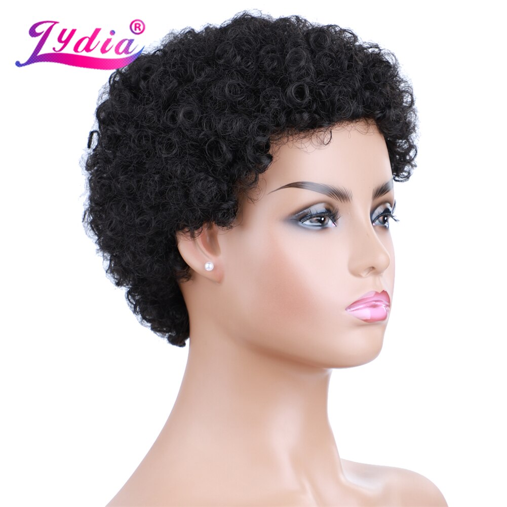 Lydia Synthetische Perücken Für Frauen Kurze 4 Inch Curl 100% Kanekalon Hitze Beständig Faser Natürliche Schwarz Täglichen & Party Perücke – Bild 4