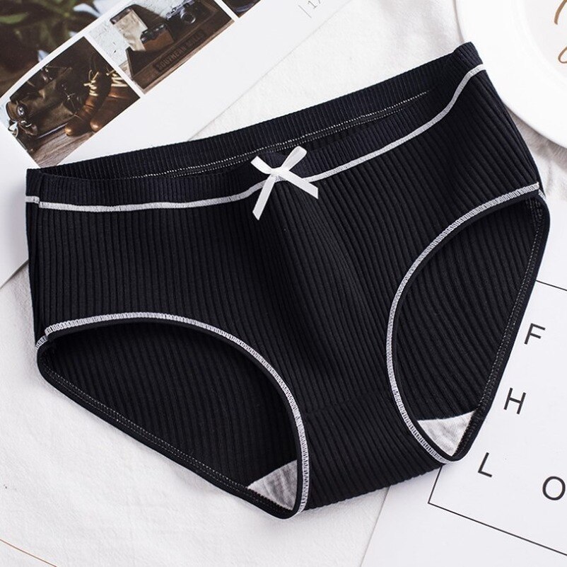 M-XXL Plus Größe Lingere Frauen Baumwolle Weibliche Slips Solide Rosa Schwarz Nahen Taille Damen Shorts Mädchen Höschen Unterwäsche – Bild 4