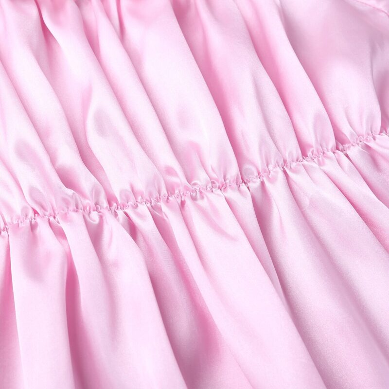 Männer Crossdressing Babydoll Dessous Ruflled Spitze Kurzarm High Low Design Satin Sissy Kleid Sexy Männlichen Homosexuell Chemises Nachtwäsche – Bild 5