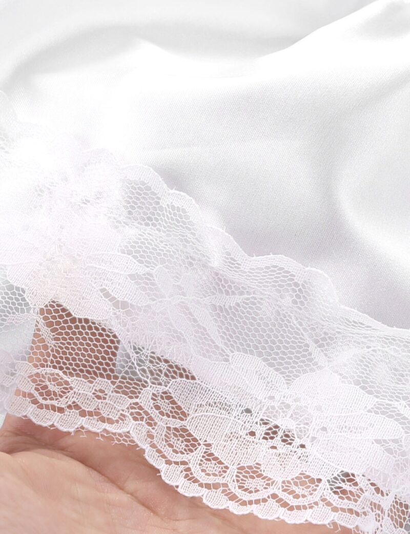 Männer Erwachsene Dessous Seidige Satin Puff Ärmeln Nachtwäsche Spitze Getrimmt Rüschen Sissy Kleid Erwachsene Baby Crossdresser Roleplay Kostüm – Bild 6