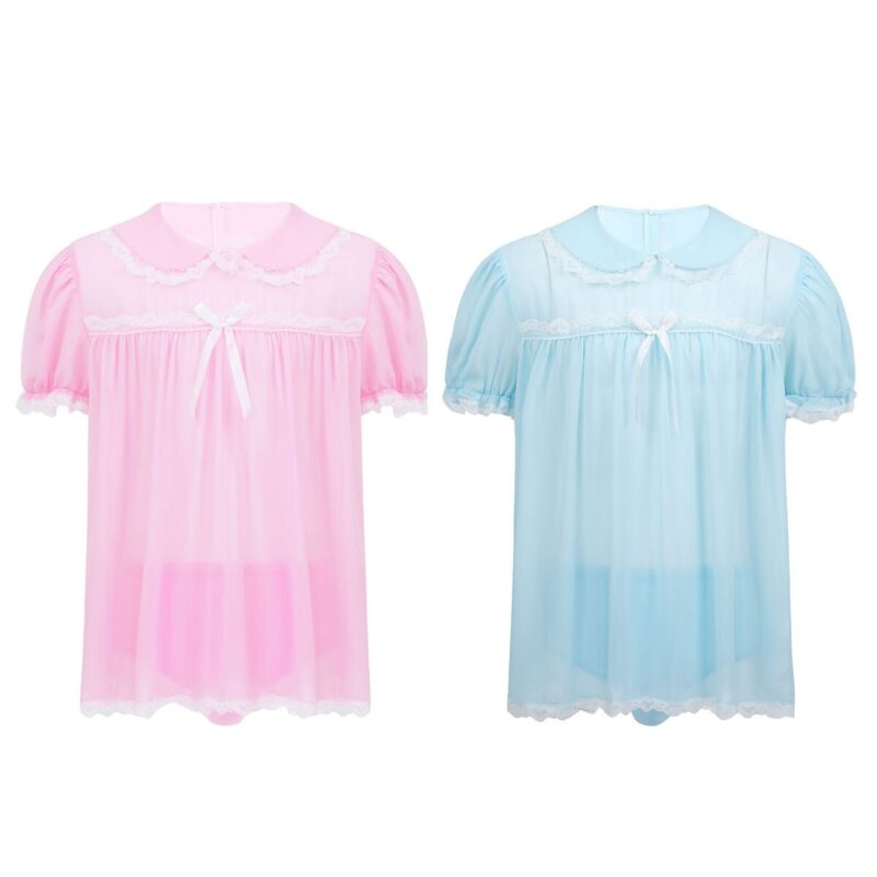 Männer Erwachsene Sissy Babydoll Chiffon Dessous Rüschen Kleid mit Rüschen Unterwäsche Höschen Nachtwäsche Homosexuell Crossdress Unterwäsche – Bild 6