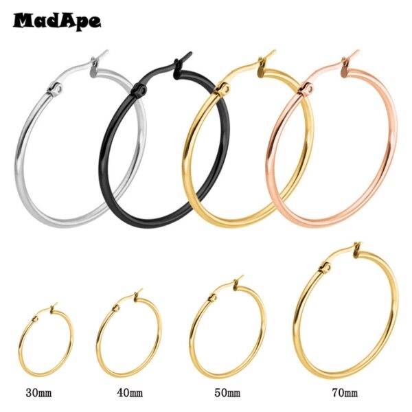MadApe Pendientes Mujer Hoop Ohrringe Edelstahl Gold/Silber Farbe Kreis Basketball Ohrring Für Frauen/Mädchen Schmuck