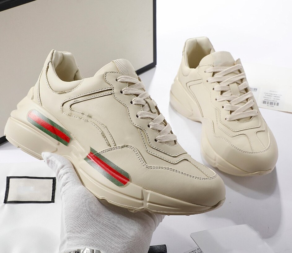 Marke Neue Frauen Dicken Sohlen Vulkanisierte Schuhe Einfache Luxus Designer Marke Leder Sneakers Casual Sport Schuhe Plus Größe 44 – Bild 2