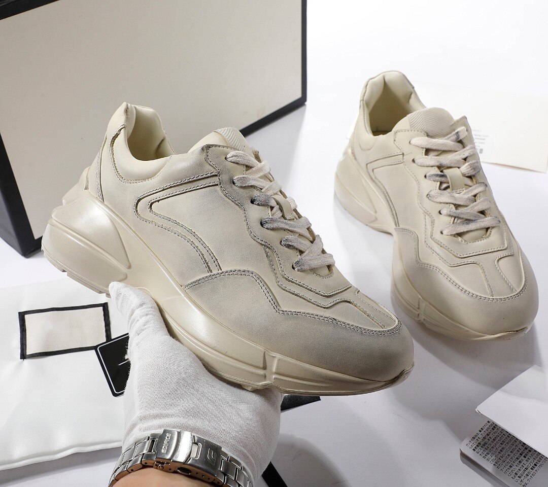 Marke Neue Frauen Dicken Sohlen Vulkanisierte Schuhe Einfache Luxus Designer Marke Leder Sneakers Casual Sport Schuhe Plus Größe 44 – Bild 3