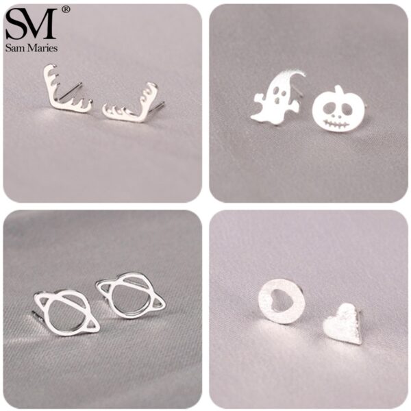 Mini Planeten Geweih Halloween Geist Ohr Studs Nicht-allergischen Nette Kleine Piercing Ohrring Tiny Ohr Schmuck für Frauen Mädchen Geschenk