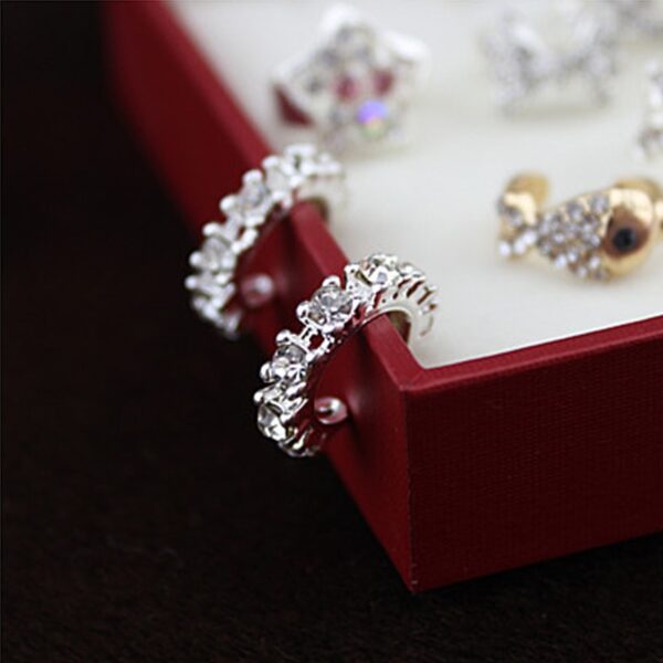 Minimalistischen Kristall Ohrringe Frauen Trendy Kleine Runde Ohr Manschette Überzogene Strass Clip Ohrringe Wrap Knorpel Ohne Piercing