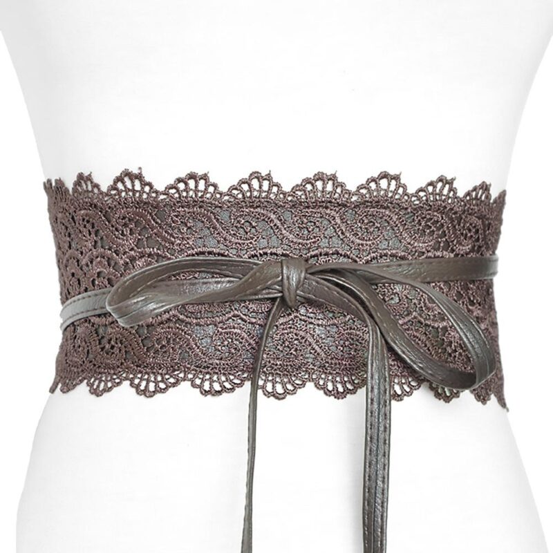 Mode Cummerbunds Frauen Lace Tie-up Breite Taille Korsett Gürtel für Frauen Kleid Bund Faux Leder Taille Band Gürtel korsett femme – Bild 5