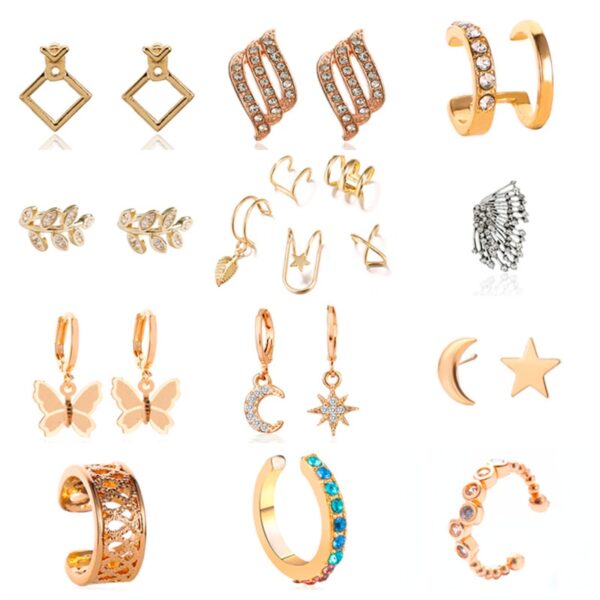 Mode Gold Blatt Clip Ohrring Für Frauen Ohne Piercing Puck Rock Vintage Kristall Ohr Manschette Mädchen Jewerly Geschenke