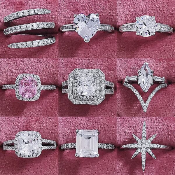 Mode Luxus 925 Sterling Silber Engagement Hochzeit Eternity Band Versprechen Ringe Für Frauen Einstellbare Geschenk Schmuck Z1