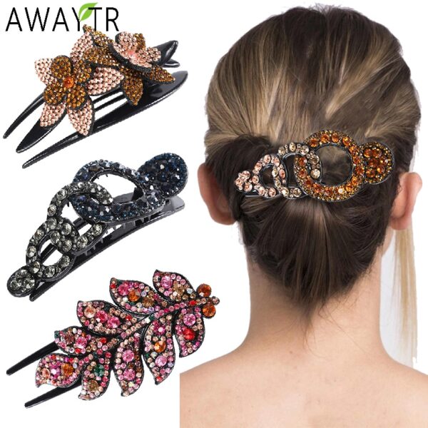Mode Mädchen Strass Haar Klaue Baum Blatt Geometrische Imitation Barrettes Haarnadel Retro Kristall Haar Clips Wome Haar Zubehör