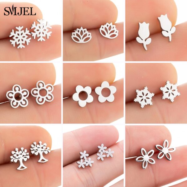 Mode Niedlichen Schneeflocke Stud Ohrringe für Frauen Kinder TIny Daisy Rose Blume Ohrringe Vintage-Schmuck Korea Vanlentine Tag Geschenk