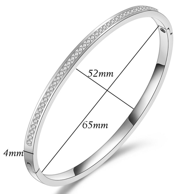Mode Schmuck Armreif Armbänder Mit Zwei Linie Kristall Strass Pflastern Edelstahl Öffnung Armreif Für Frauen Zubehör – Bild 3