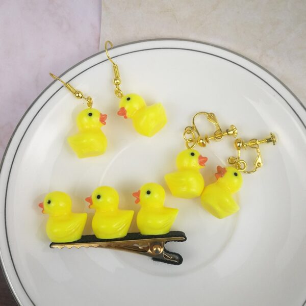 Mode Schmuck Super Nette Kleine Größe Kleine Gelbe Ente Ohrringe Haar Clip für Mädchen Frauen Geschenk Lustige Schmuck Zubehör